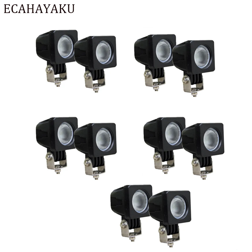ECAHAYAKU 10 x 2 inch Led Work Light 10W Driving Lamp for SUV ATV 4WD AWD 4X4 Auto Tractor Offroad Square Motorcycle Truck Bike |