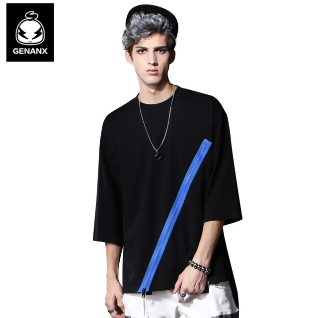 Genanx Brand Pure Cotton Black Joker Clothes Male Han Edition Tide Genanx Brand Pure Cotton Black Joker Clothes Male Han Edition Tide Zipper Decoration 7 Minutes Of
