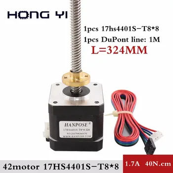 

nema17 Screw stepper motor 17HS4401S-T8x8-324MM with Copper nut lead 8mm for 3D printer Z axis long screw