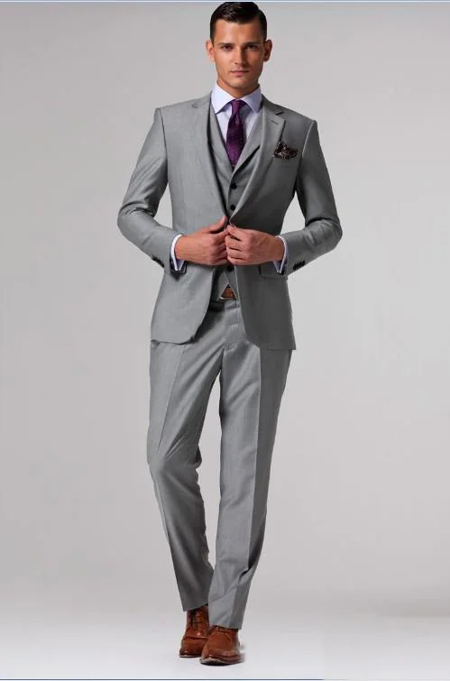 Free shipping custom suit grey wedding 
