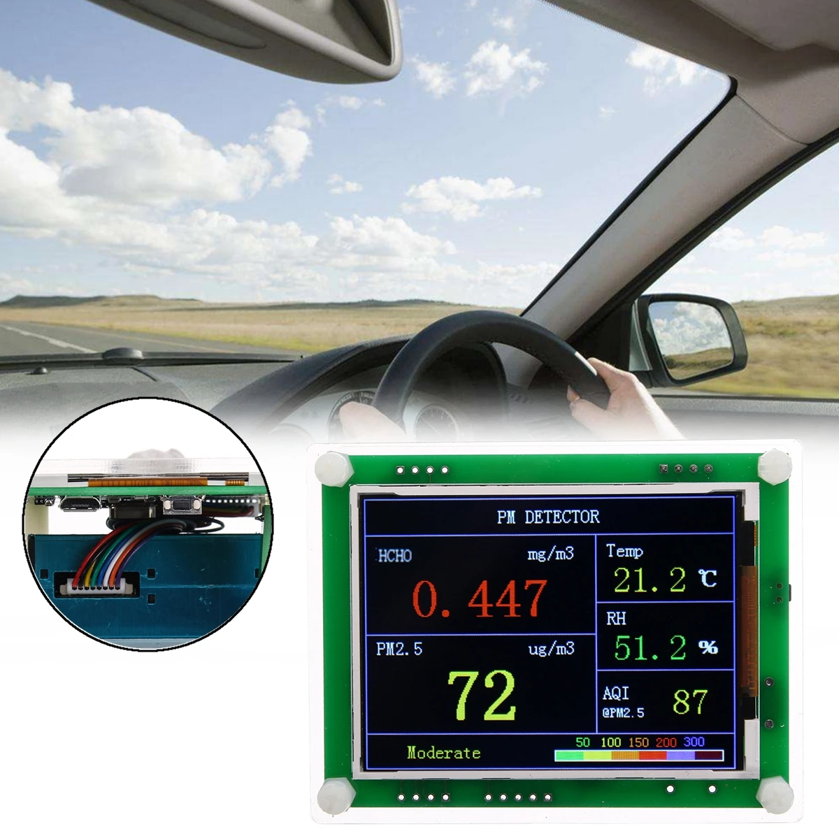 

A3 PM2.5 Air Quality Detector High Sensitivity Sensor Real-time Detection for Home Office Car Semi-closing 2.8inch TFT Screen