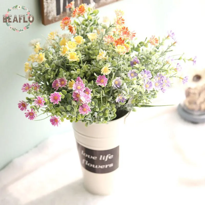 

1Bunch Artifical Flower Small Daisy Bouquet Flocking Plastic Rural Country Style Wedding Party Home Decorative BQ002
