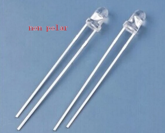 

MIX 2kinds 3mm non-polar bi color Red - White LED diode with 2pins ,Water Clear