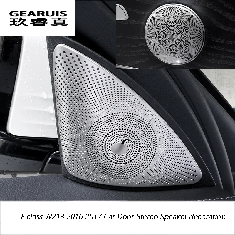 Car-styling Door Stereo Speaker decoration decals auto Tweeter trim strips covers 2pcs For Mercedes Benz New E class W213 16-17