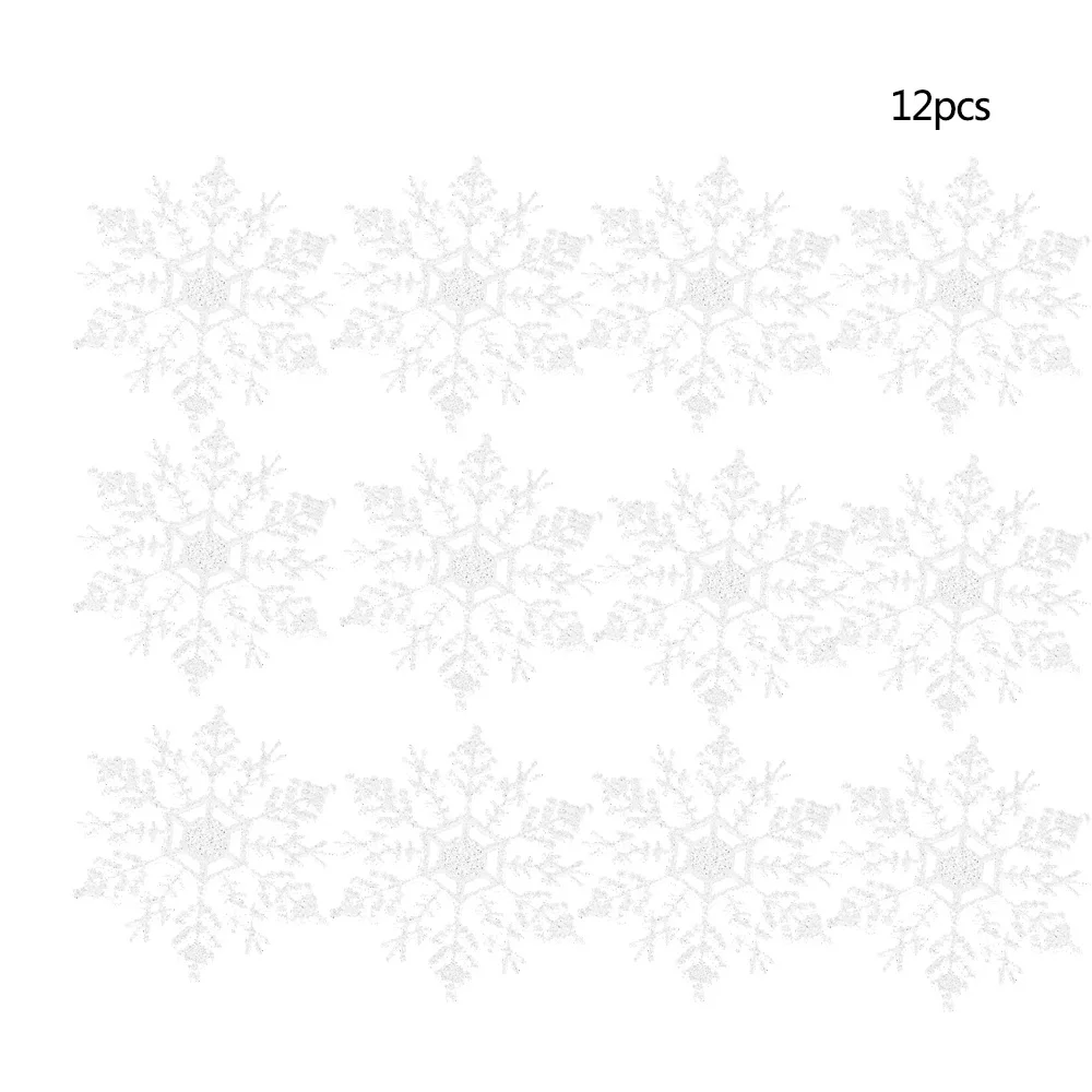 12 шт. Рождественские снежинки 10 см поддельные снежинки украшения елки висит кулон вечерние Новогоднее украшение - Цвет: Белый