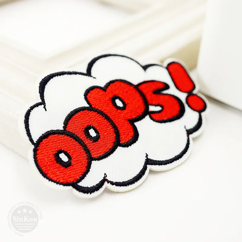 Значки нашивки OOPS (Размер: 5 3x8 3 см) железные вышитые для ткани с мультяшным