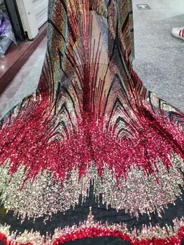

African Lace Fabric 2019 High Quality Lace Sequins Fabric French Nigerian Lace Fabric 3d Embroidery Wedding Lace