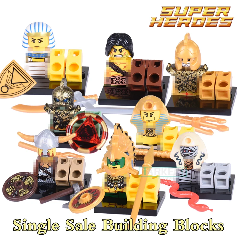 

Educational Blocks Medieval Egyptian Warrior Viking Barbarian Figures Super Hero Building Bricks Kids DIY Toys Hobbies X0161