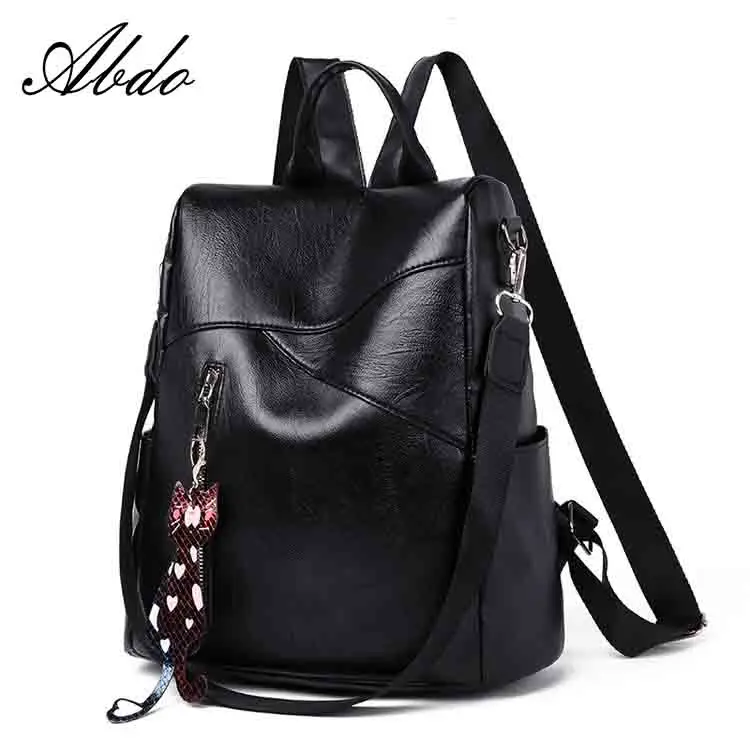 

Anti-theft PU Leather Backpack School Solid Color Design for Teenager Girl Travel Women Shoulder Bags 2019 Hot Selling
