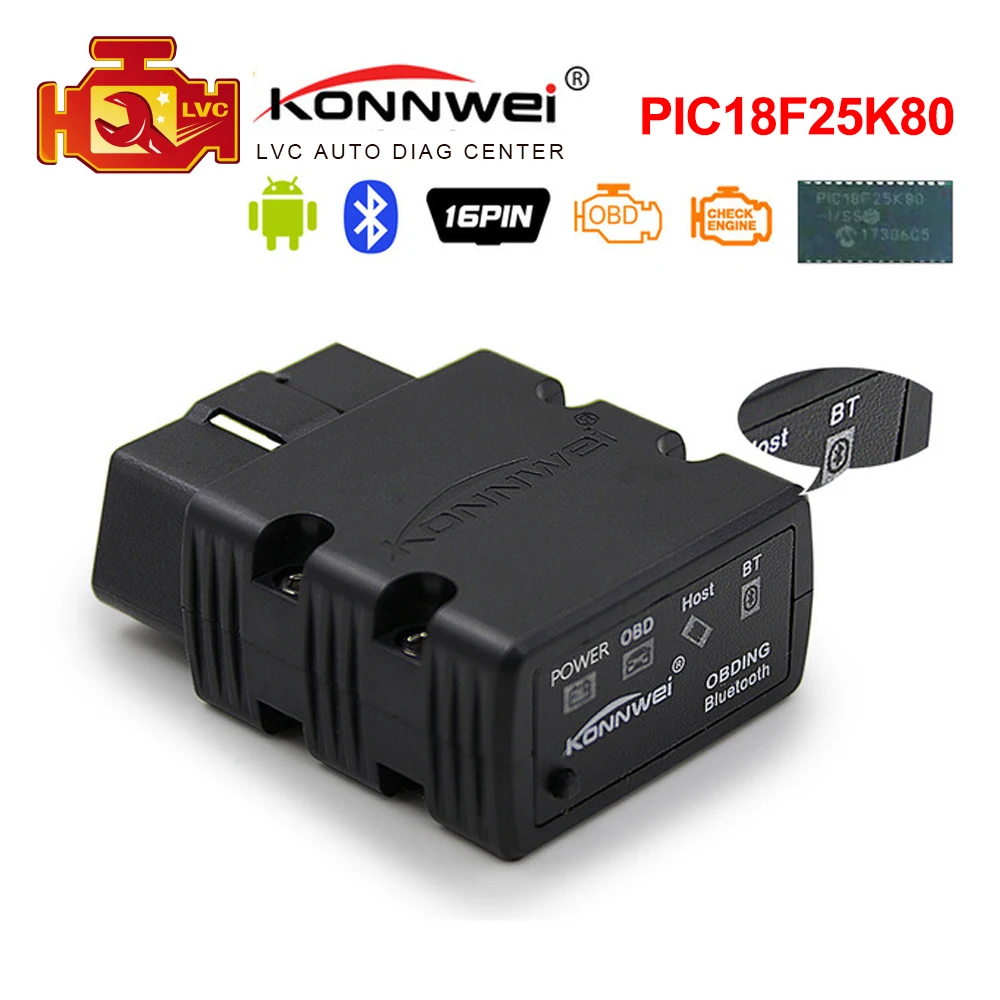 

Mini ELM327 Bluetooth Konnwei KW902 V1.5 PIC18F25K80 Auto Diagnostic Tools OBD 2 ELM 327 Car Scanner Supports 12V diesel/Petrol