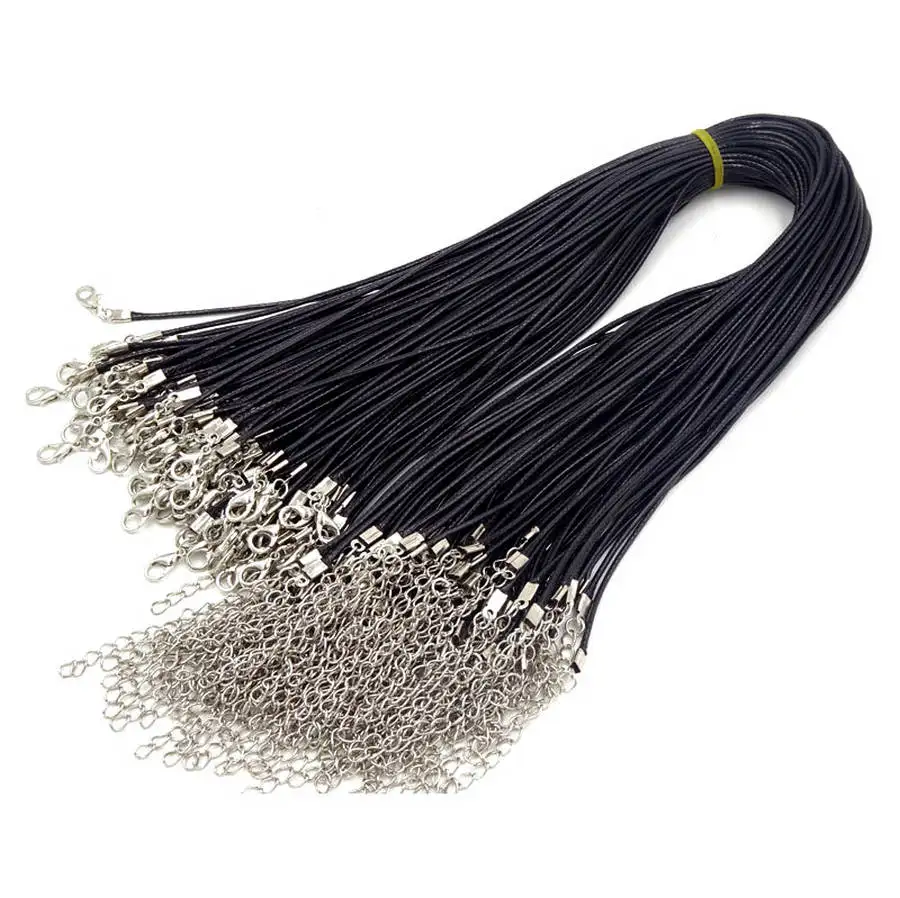 Wholesale 100pc/lot DIY Black Leather Chain Necklace Women Handmade Wax Cord Rope Necklace For DIY Jewelry Making Accessories 3