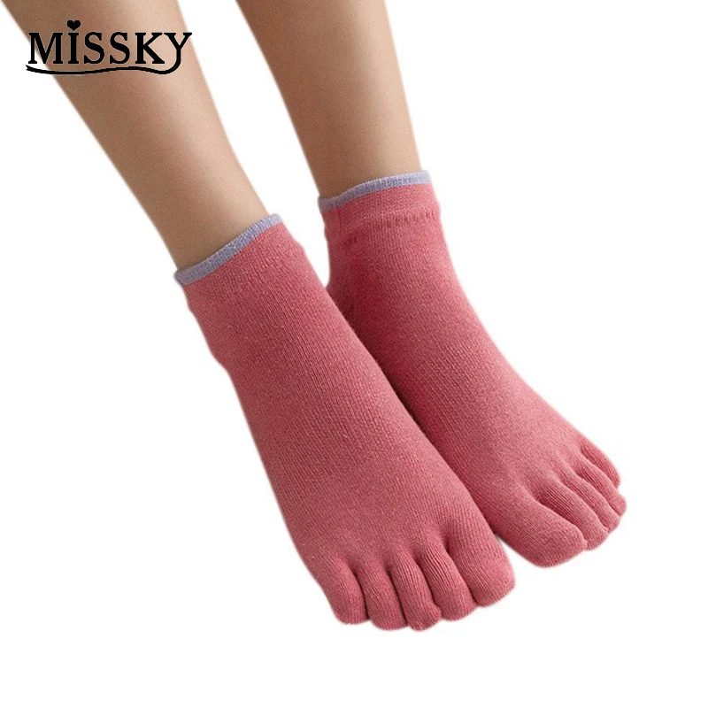 MISSKY Women Fashion Leisure Five Toe Sock Soft Cotton Breathable Sweat