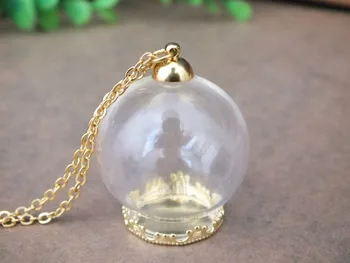 

30x20mm Small glass globe ball an crown shape base with cap set glass bottle vial pendant necklace glass jewelry pendant