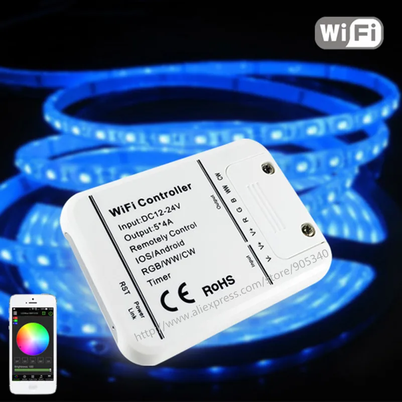 16 миллионов цветов Wifi RGB led контроллер мини 5 каналы rgb/WW/CW Светодиодный контроллер смартфон управление музыкальный таймер контроллер led RGB