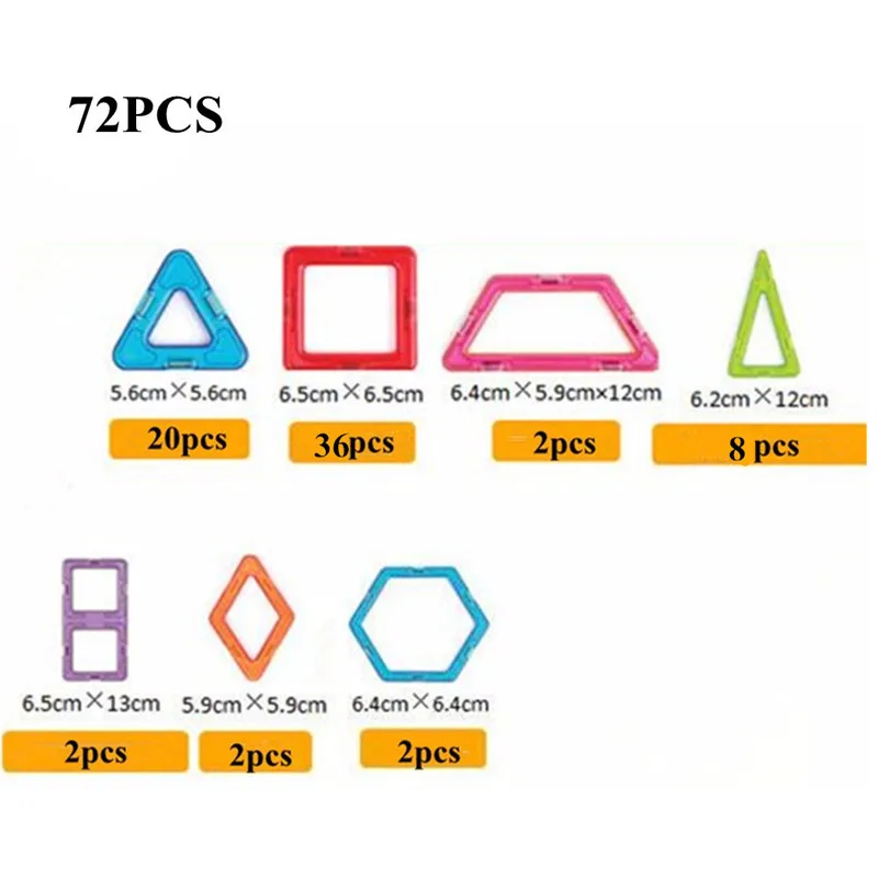 Skup 72cs Magformers standardowy rozmiar magnetyczne klocki 3D Diy modelu budynku zabawki magnetyczne oświecić projektant cegły zabawki dla dzieci