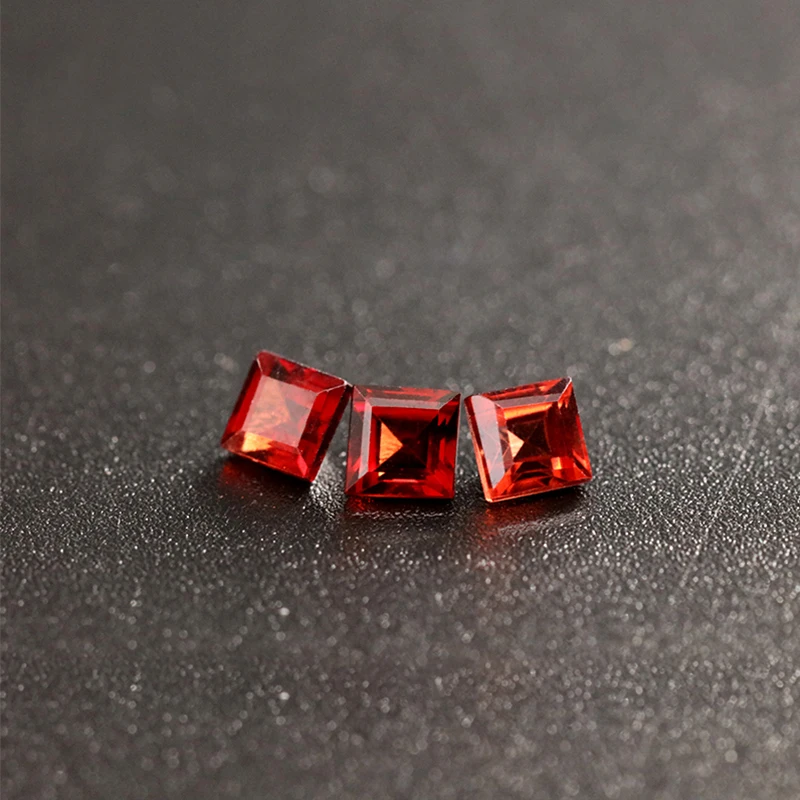 Gemstones Natural Garnet jewelry Making 3X3mm High Quality Square Earring Ring Pendant Bracelet Jewelry customization