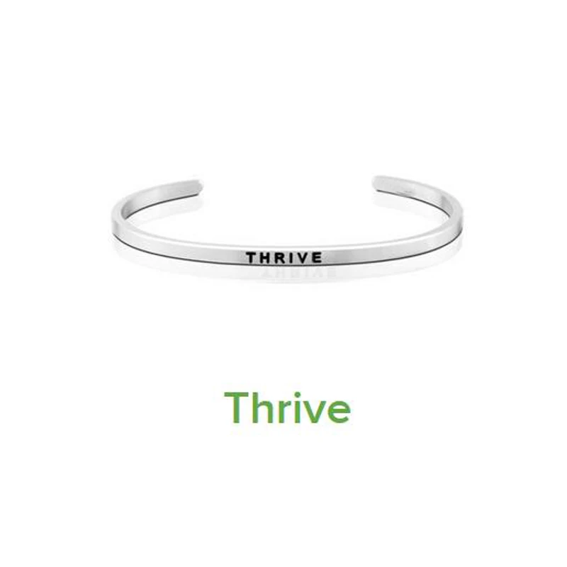 

Stainless Steel 4mm Bar Bangle Custom Engraved Thrive Positive Inspirational Quote Cuff Mantra Bracelets Bangle for Women Men
