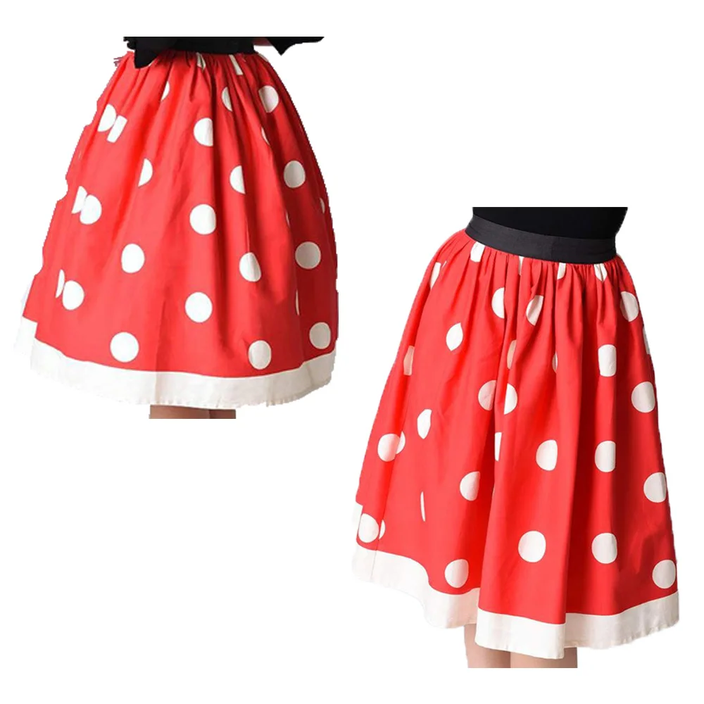 Red Polka Dot all match Faldas Vintage Womens Pleated Tennis Skirts
