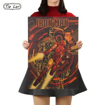

Marvel Hero Iron Man Vintage Kraft Paper Classic Movie Poster Home Decor Art Office School Boys Room Decoration Painting 51X35.5