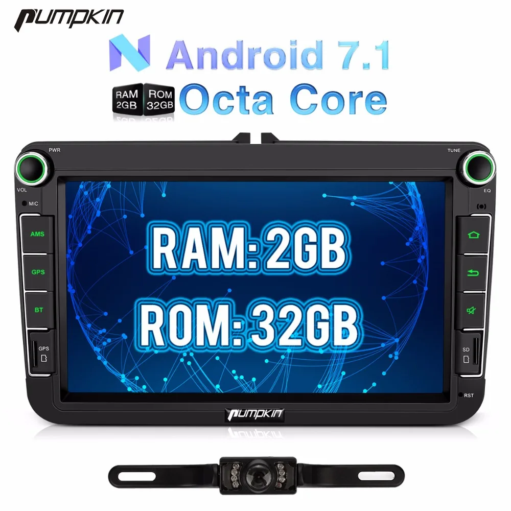 Android 7.1 Car Stereo GPS Navigation Bluetooth Radio Player Double Din WIFI 7/"