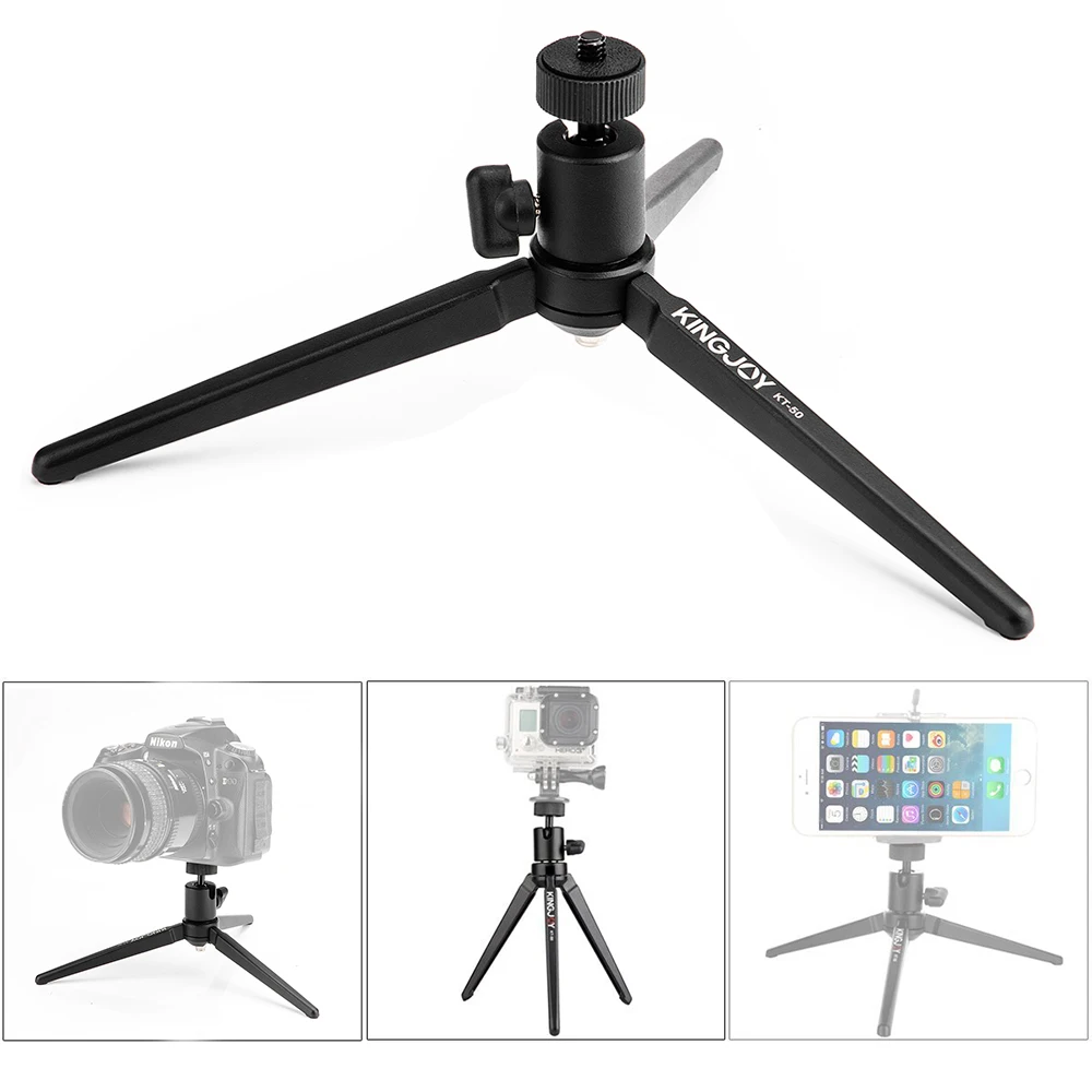 

KINGJOY KT50 Portable Mini Tabletop Tripod Max Load 2.7Kg with Swivel Ball Head for DSLR Digital Camera Spotting Scope Camcorder