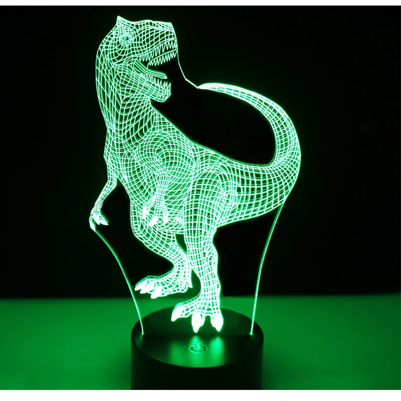 3D светодиодный ночник счастливый Тиранозавр Рекс, динозавры с 7 цветами света для украшения дома лампа потрясающая визуализация