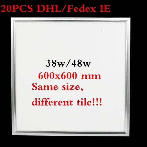 

20pcs Slim panel led panel light 60CM*60CM 38W 48W led lamp, embedded panel light for meeting room, led ceiling light AC85-265V