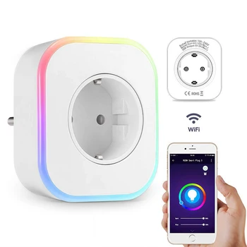 

Smart Wifi Socket EU Plug For Alexa Google LED Night Light Voice Control 8 Scene Lights For Android 4.4 Or Above IOS8.0 Or Above
