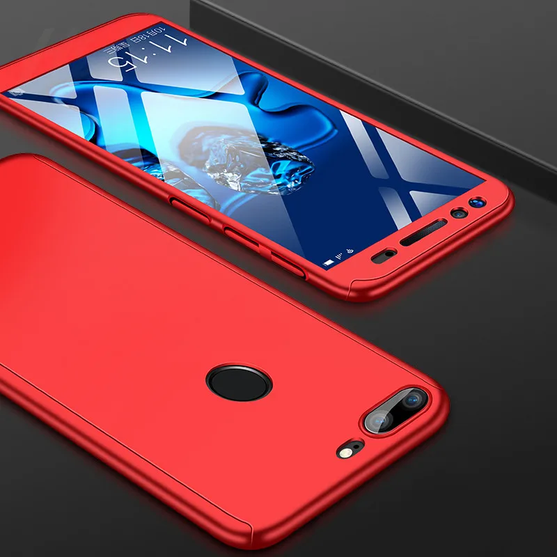 360 градусов полный чехол для телефона Huawei Nova 2 2s 3 3i 3e P смарт-экран протектор телефона крышка Honor V9 Play 10 Lite чехол - Цвет: Red