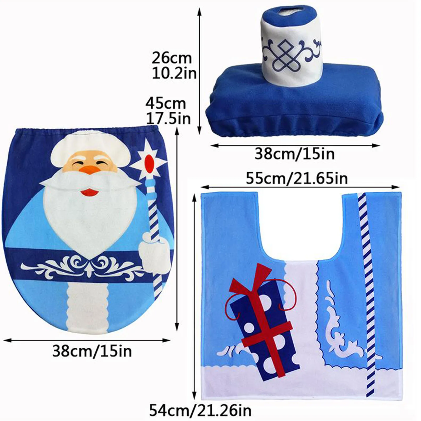 Синий Санта Клаус крышка для унитаза Рождество дома ванная комната DIY Украшение домашний текстиль Рождественский набор для унитаза рождественские украшения