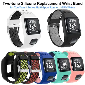 

New Silicone Replacement Watchband For TomTom 1 Series Two-tone Wrist Band Strap For TomTom Multi-Sport Runner 1 GPS Watch