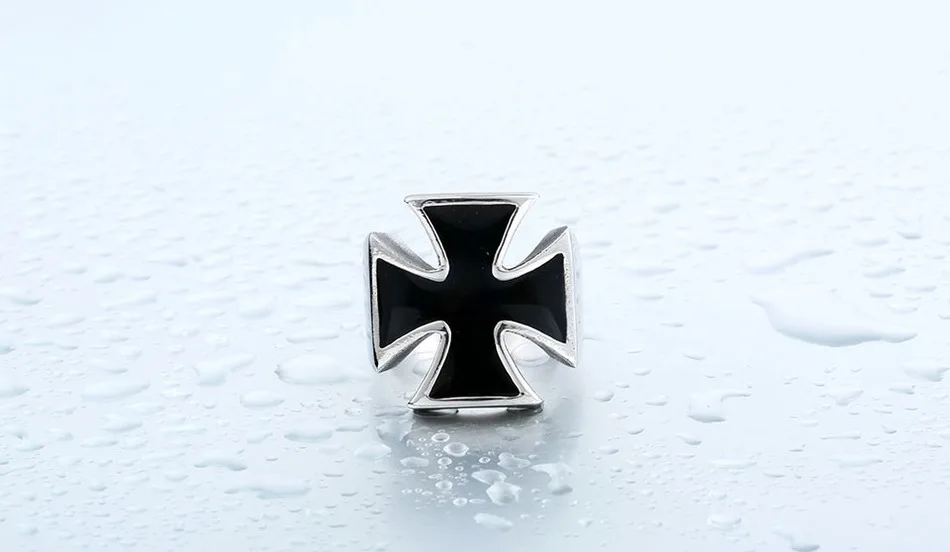 Мужская мода черный sureface для мужчин и женщин Нержавеющая сталь готический панк крест безымянный палец подарок ювелирные изделия BR8-372