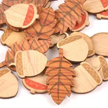 25 шт смешанных листьев/сосновый конус деревянный для скрапбукинга ремесло Домашний Декор необработанные кусочки натурального дерева DIY украшения 24x32 мм m1673