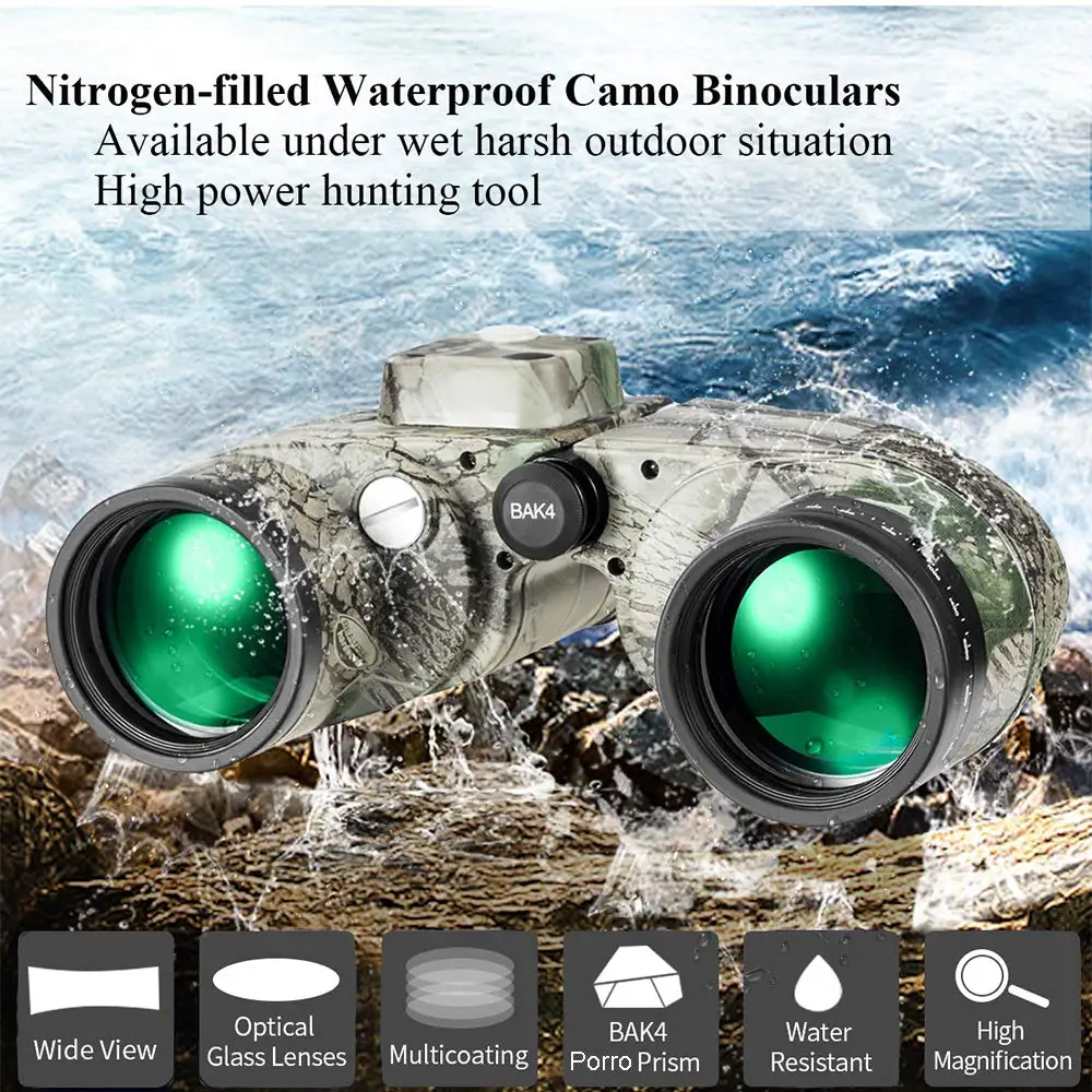 Telescopio com Telêmetro à Prova Dfoágua à Prova de Nevoeiro Binóculos Boshile Marinha Bússola Reticle Iluminante Telescópio Visão Noturna 10x50 10 High Quality Ferramenta