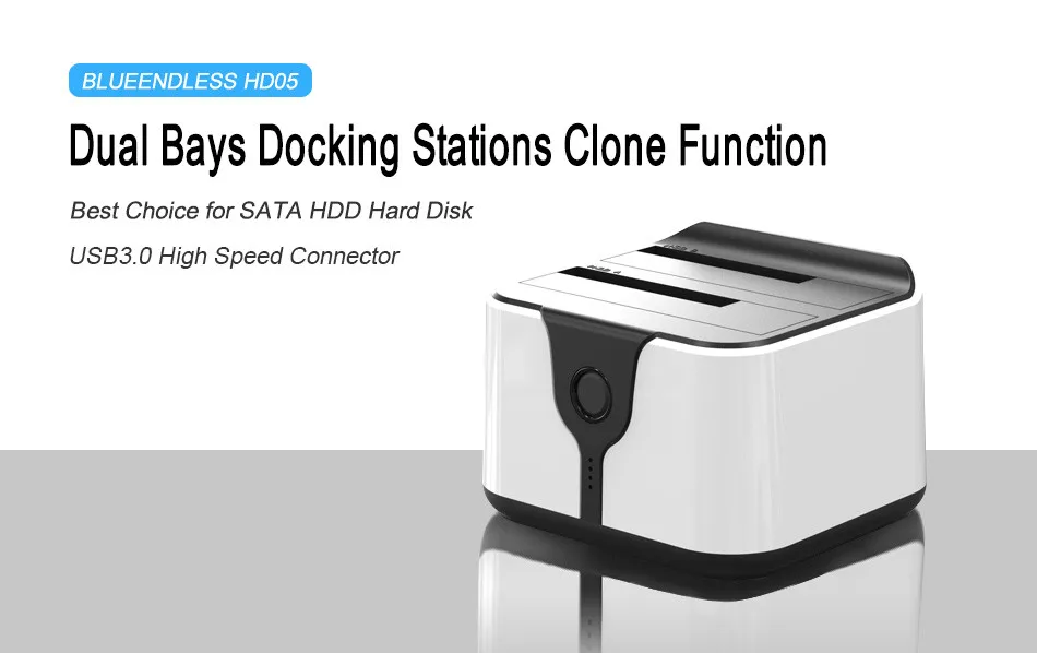 hard disk box hdd case HD05 Upgraded! 2 Bay 2.5/3.5USB 3.0 to SATA HDD SSD Docking Station Dual Bay Dock Station with Clone Function Socket 12TB Read external box hdd