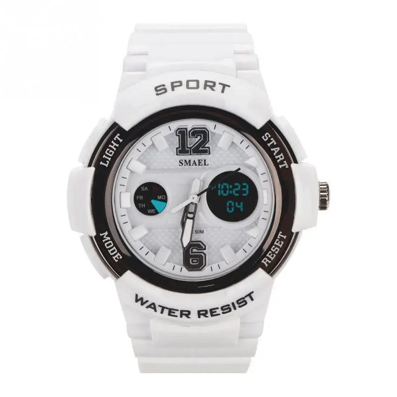 SMAEL женские водонепроницаемые спортивные часы, светодиодный цифровой аналоговый электронный кварцевые наручные часы для женщин - Цвет: Silver Black
