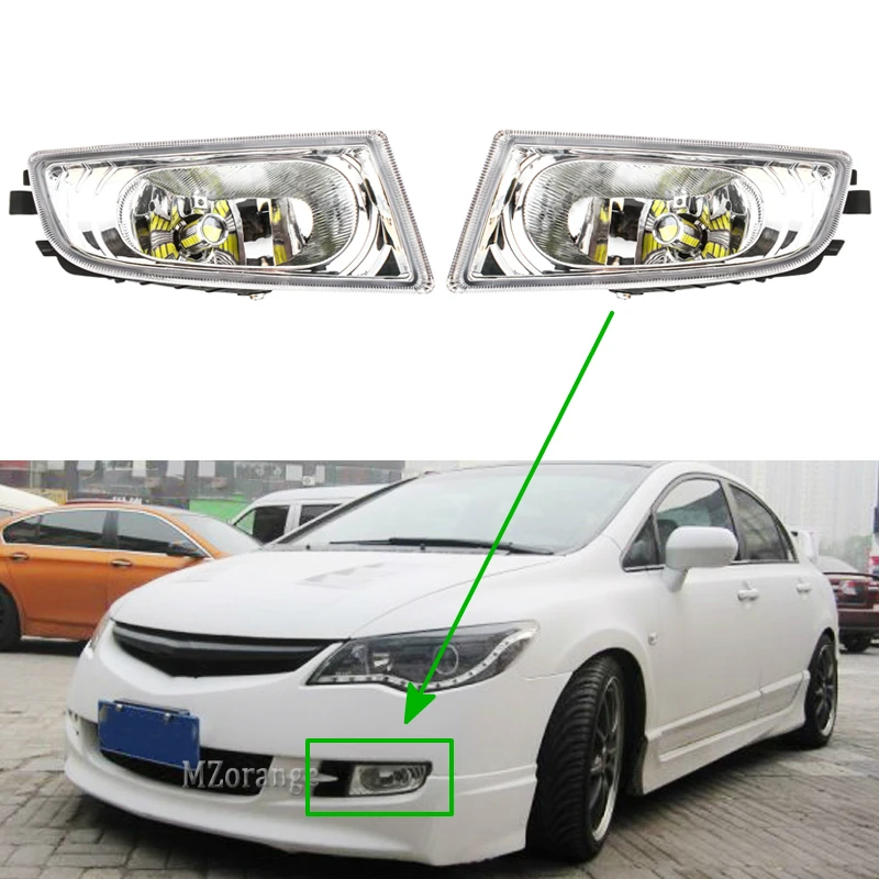 Fog Lights For HONDA CIVIC FD1 FD2 2006 2011 Front fog Lamps with LED