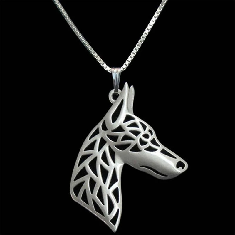 Collar de perfil Doberman, colgante de perro plateado, collares de raza de perro, amuleto para amantes de las tienda de joyería para perros 10 Uds|dog pendant|dog breednecklace silver - AliExpress