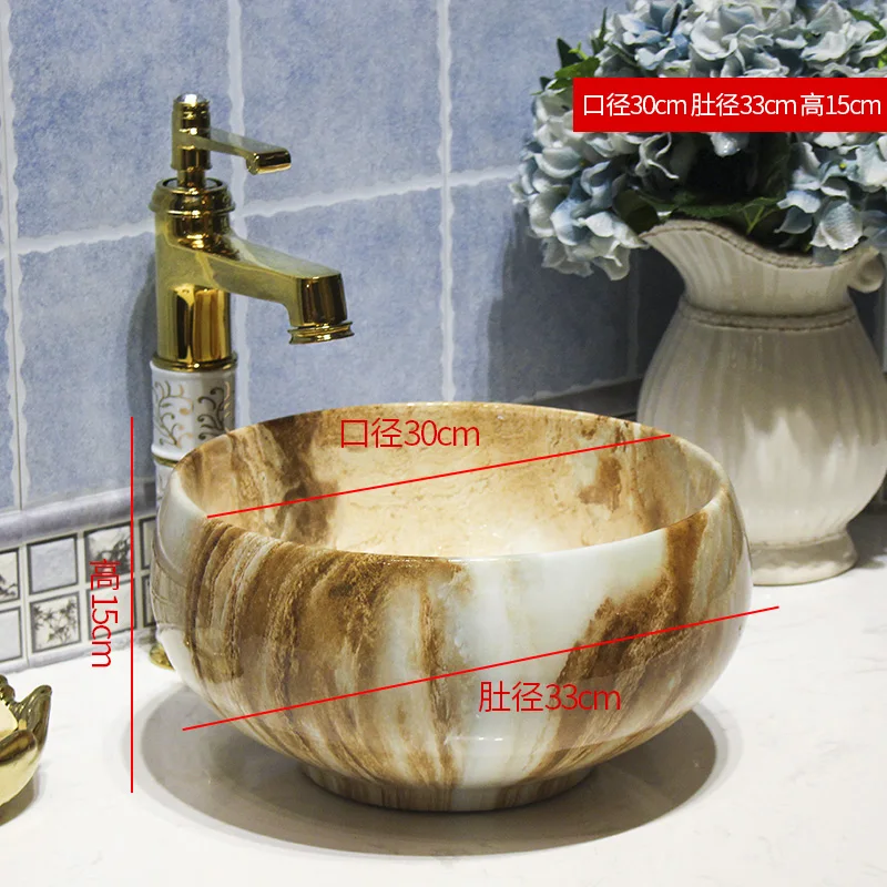 Europe Vintage Style Art Counter top Basin Sink Handmade Vessel Sink Vanities art Ceramic wash basin Bathroom sink (3)