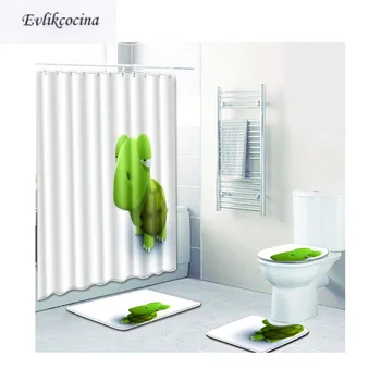 

Free Shipping 4pcs Green Tortoise Banyo Paspas Bathroom Carpet Toilet Bath Mat Set Nonslip Pad Tapis Salle De Bain Alfombra Bano