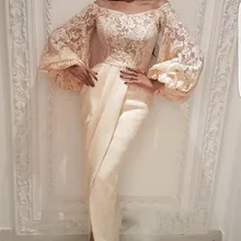 Мусульманские Вечерние платья размера плюс,, Русалка, длинный рукав, кружево, разрез, исламский Дубай, саудовская Арабская, длинное вечернее платье, платье для выпускного вечера