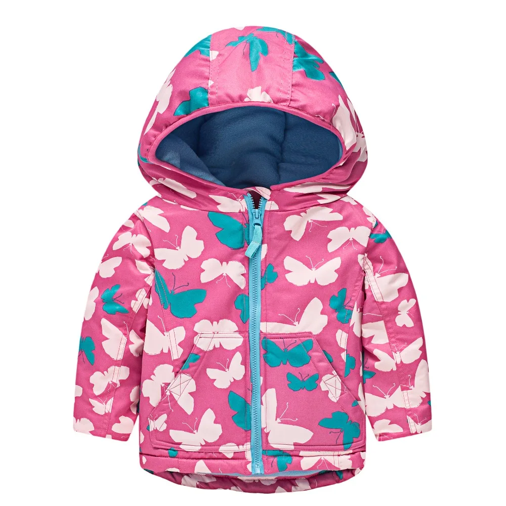 

Winter Girls Hooded Coats Color Printed Waterproof Wind Thicker Coat Kids Zipper Padded Jacket Casual Children Outerwear 3-7 yrs