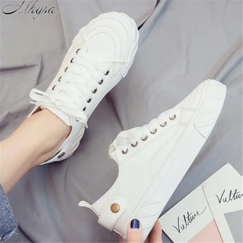 

Mhysa 2019 spring autumn new ladies fashion casual shoes laced canvas shoes comfortable breathable flat shoes sneakers L294