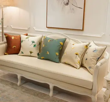 

Fashion ginkgo leaf pillow/almofadas case adult teen,vintage plant seat back cushion cover 45 50,decorative throw pillow case
