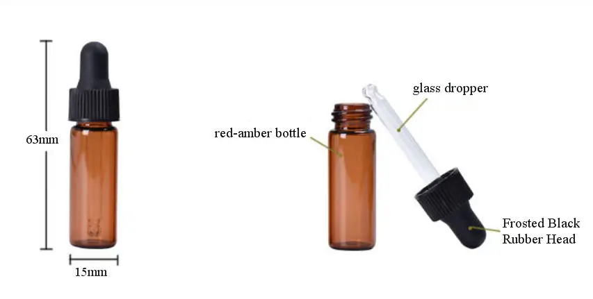 5 шт./упак. высокое качество 4 мл красно-Янтарный стеклянный флакон с пипеткой маленькая бутылка эфирного масла с Drepper портативный контейнер для ароматерапии