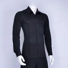 Мужская рубашка для бальных танцев, стоячий воротник/отложной воротник, мужской топ для латинских танцев, ча-ча/Румба/Самба/Джаз/вальс, Одежда для танцев, топы