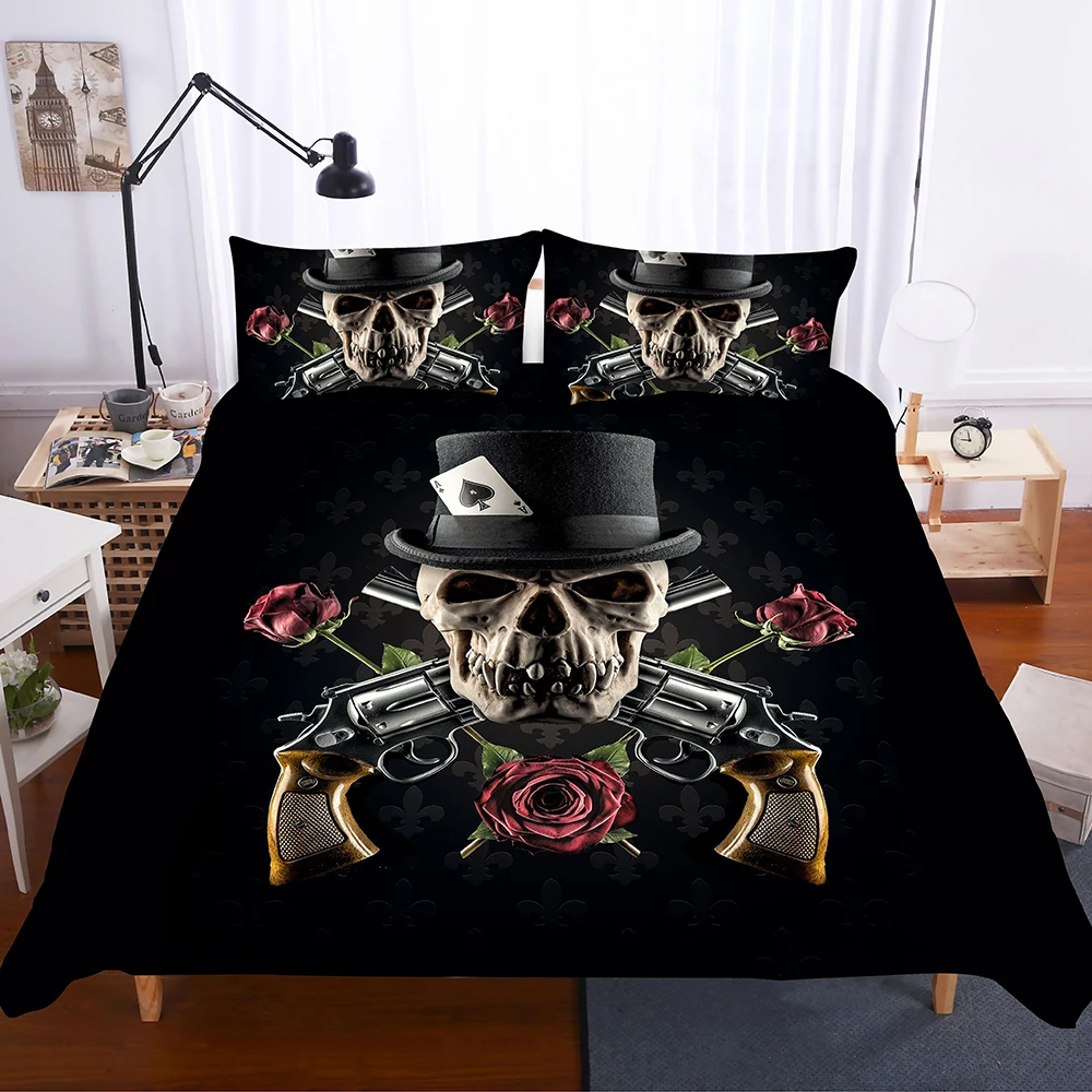 

Fanaijia 3d sugar skull bedding set queen size wedding skull Duvet Cover set king size Bed Set