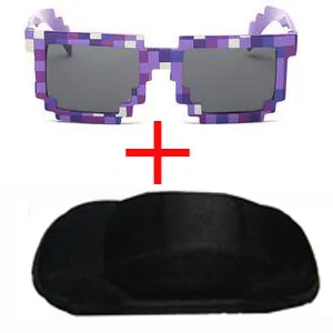 Длинный Хранитель винтажные квадратные новые мозаичные солнцезащитные очки унисекс солнцезащитные очки модные очки с чехлом детский подарок для детей - Цвет линз: purple and blackcase