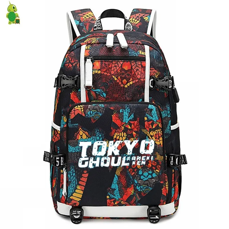 Anime Tokyo Ghoul Backpack School Bags for Teenage Girls Boys Large Capacity Laptop Backpack Fashion Travel Bags Casual Rucksack - Color: 4