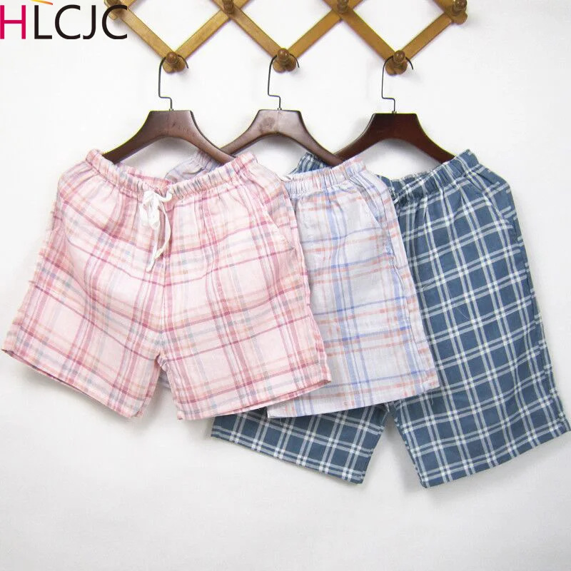

Various Summer Plaid Short Sleep Bottoms Women Men Sleepwear Pants Soft Home Shorts Couple Casual Pajamas Pants Beach Trousers